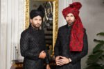 Black Cut Dana Work Sherwani - Image 2