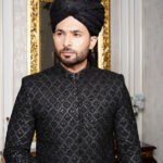 Black Cut Dana Work Sherwani