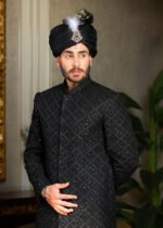Black Kundan Sherwani - Image 8