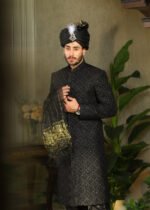 Black Kundan Sherwani - Image 5