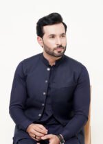 Navy Blue Shalwar Kameez (Ban Collar) - Image 3
