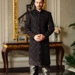 Maroon Velvet Sherwani by Azlan Shahzad