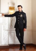 Black Prince Coat with Front Motif