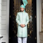 Green Sherwani NG01 by Azlan Shahzad