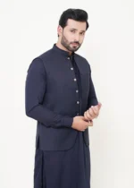 Dark Blue Plain Waistcoat - Image 3