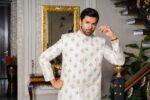 White Golden Sherwani - Image 5