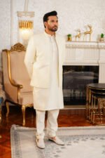 Cream Self-Jacquard Prince Coat - Image 2