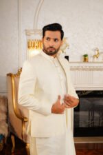 Cream Self-Jacquard Prince Coat - Image 3