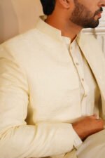Cream Self-Jacquard Prince Coat - Image 6