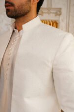Pure White Self-Print Prince Coat Suit - Image 7