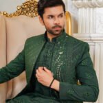 Emerald Green Embroidered Prince Coat & Kurta Set