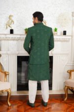 Emerald Green Embroidered Prince Coat & Kurta Set - Image 18