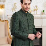 Dark Green Embroidered Prince Coat
