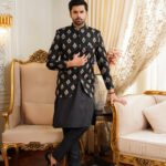 Black & Golden Embroidered Prince Coat