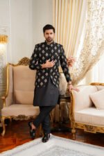 Black & Golden Embroidered Prince Coat