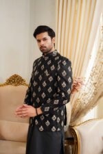 Black & Golden Embroidered Prince Coat - Image 7