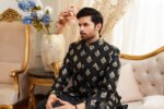 Black & Golden Embroidered Prince Coat - Image 11