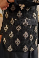 Black & Golden Embroidered Prince Coat - Image 17