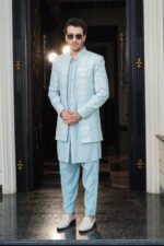 Powder Blue Floral Embroidered 3 Quarter - Image 2