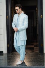 Powder Blue Floral Embroidered 3 Quarter - Image 3