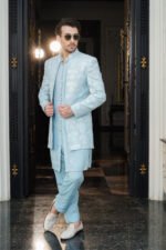 Powder Blue Floral Embroidered 3 Quarter - Image 4