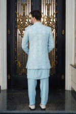 Powder Blue Floral Embroidered 3 Quarter - Image 7