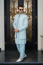 Powder Blue Floral Embroidered 3 Quarter - Image 8