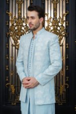 Powder Blue Floral Embroidered 3 Quarter - Image 10