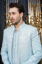 Powder Blue Floral Embroidered 3 Quarter - Image 11