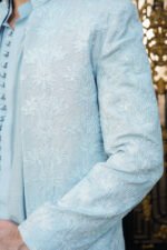 Powder Blue Floral Embroidered 3 Quarter - Image 12