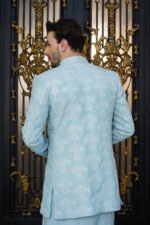 Powder Blue Floral Embroidered 3 Quarter - Image 14