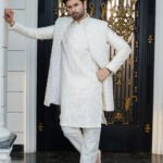Ivory & Golden Hand-Embellished Long Prince Coat Set