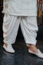 Pure White Embroidered Prince Coat Set - Image 12