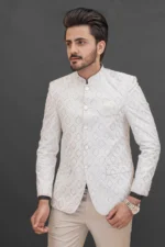 White Jamawar Prince Coat