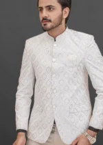 White Jamawar Prince Coat - Image 4