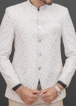 White Jamawar Prince Coat - Image 5