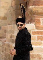 Black Velvet Sherwani B01 - Image 4