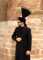 Black Velvet Sherwani B01 - Image 6