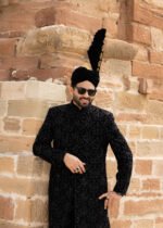 Black Velvet Sherwani B01 - Image 8