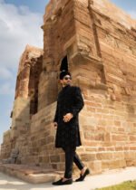 Black Velvet Sherwani B01 - Image 9