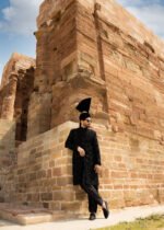 Black Velvet Sherwani B01 - Image 11