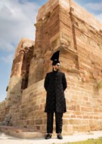 Black Velvet Sherwani B01 - Image 13