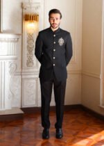 Black Prince Coat with Front Motif - Image 2