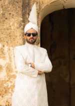 White Sphere Motive Sherwani - Image 5