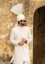 White Sphere Motive Sherwani - Image 6