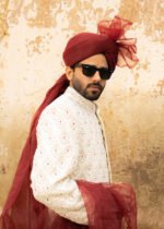 White Jamawar Sherwani - Image 9