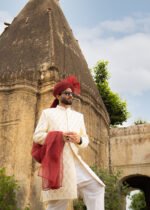 White Jamawar Sherwani - Image 11