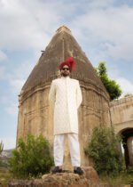 White Jamawar Sherwani - Image 4