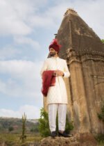 White Jamawar Sherwani - Image 5