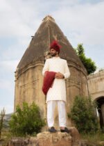 White Jamawar Sherwani